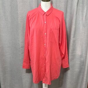 aerie Oversized Button Up Shirt-Linen/Viscose-Sz S-Haute Coral Color-EUC